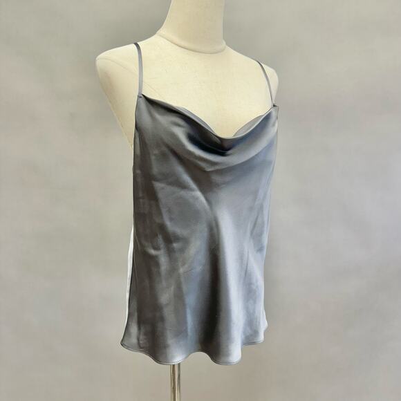 Intermix Fayette Cowl Neck Silk Camisole in Gray Size Large - Picture 7 of 15
